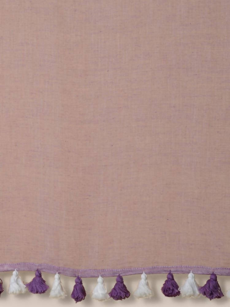 Suta Women Lavender And White Mul Cotton Saree | Grocsy