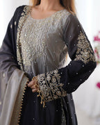 The52 Women's Beautiful Chinon silk Fabric Embroidery Work Straight Kurta Palazzo and Dupatta Set | Grocsy