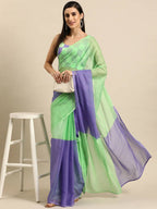 Ahalyaa Women's Traditional Semi Stitch Saree - Fluorescent Green | Grocsy