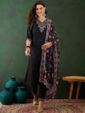 Sangria Floral Embroidered Sequinned Kurta with Trousers & Dupatta | Grocsy