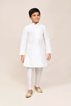 Joban Fashion Art Silk White Kurta With Straight Fit Pant | Grocsy