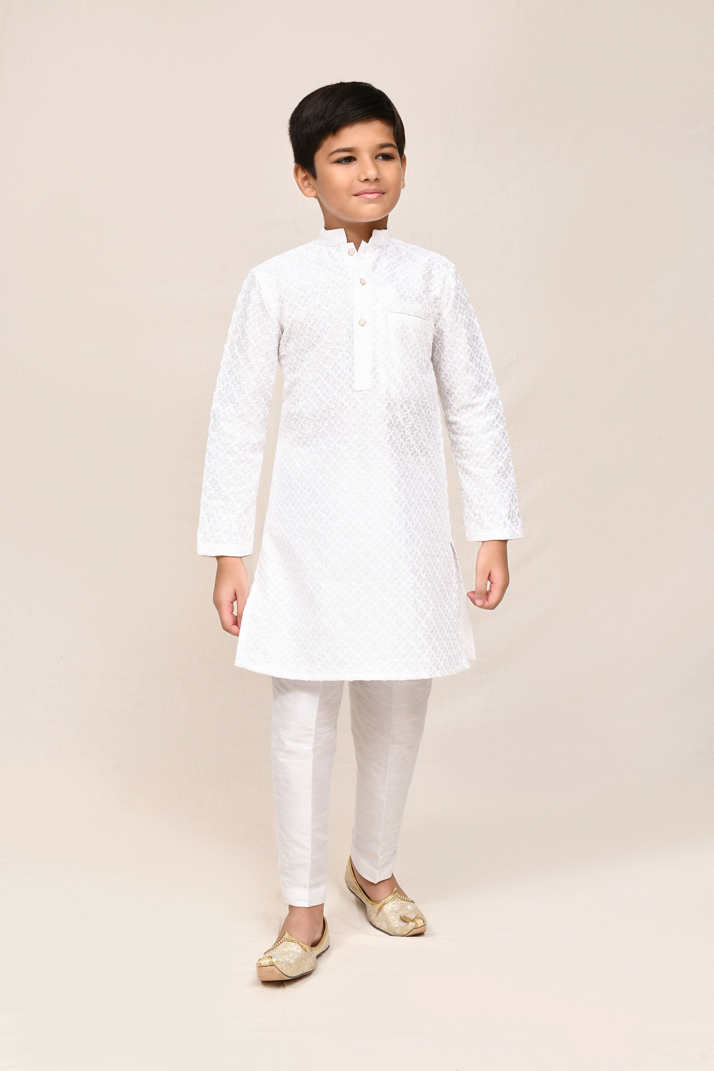 Joban Fashion Art Silk White Kurta With Straight Fit Pant | Grocsy
