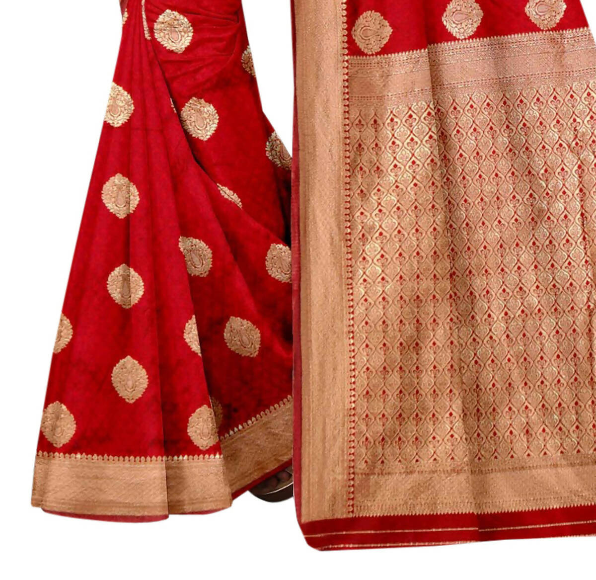 Vamika Weaving Banarasi Jacquard Red Saree | Grocsy