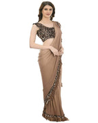 Mominos Fashion All Season Wear Camel Colour Shaded Ruffled Ready To Wear Saree | Grocsy