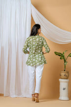 Joban Fashion Green Floral Hand Block Printed Cotton Co-Ord Set | Grocsy