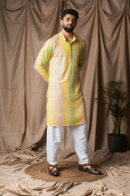Yellow Rayon Thread Embroidery Work Kurta Set - Mahotsav | Grocsy