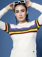 Women Winter White Acrylic Sweater - Wool Trees | Grocsy