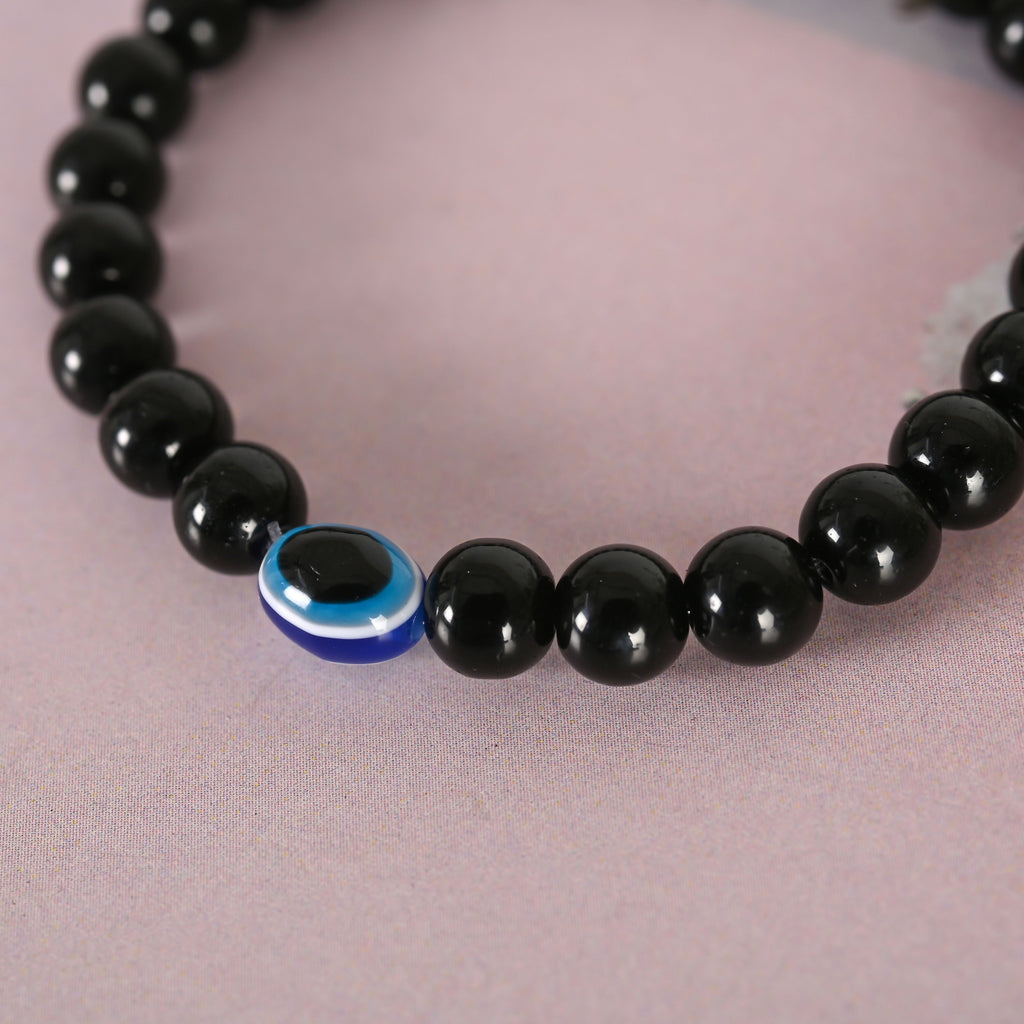 NVR Men & Women Marble Crystal Beaded Elasticated Bracelet