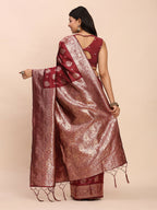 Shree Shyam Fashion Banarasi Silk Maroon Saree | Grocsy