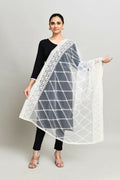 Joban Fashion White Cotton Embroidery Work Pakistani Karanchi Dupatta | Grocsy