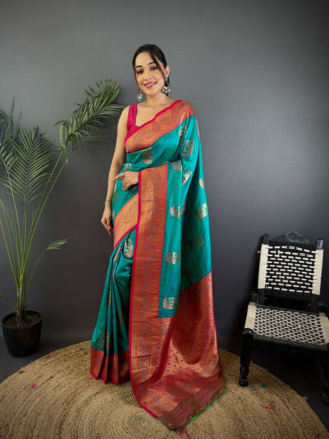 Joban Fashion Maroon Peacock Banarasi Silk Sarees | Grocsy