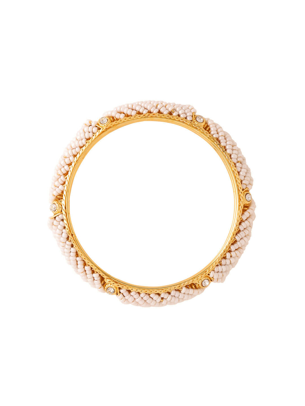 NVR Women Set of 2 Gold-Polished Traditional Pearls Beaded Bangles | Grocsy