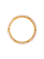 NVR Women Set of 2 Gold-Polished Traditional Pearls Beaded Bangles | Grocsy