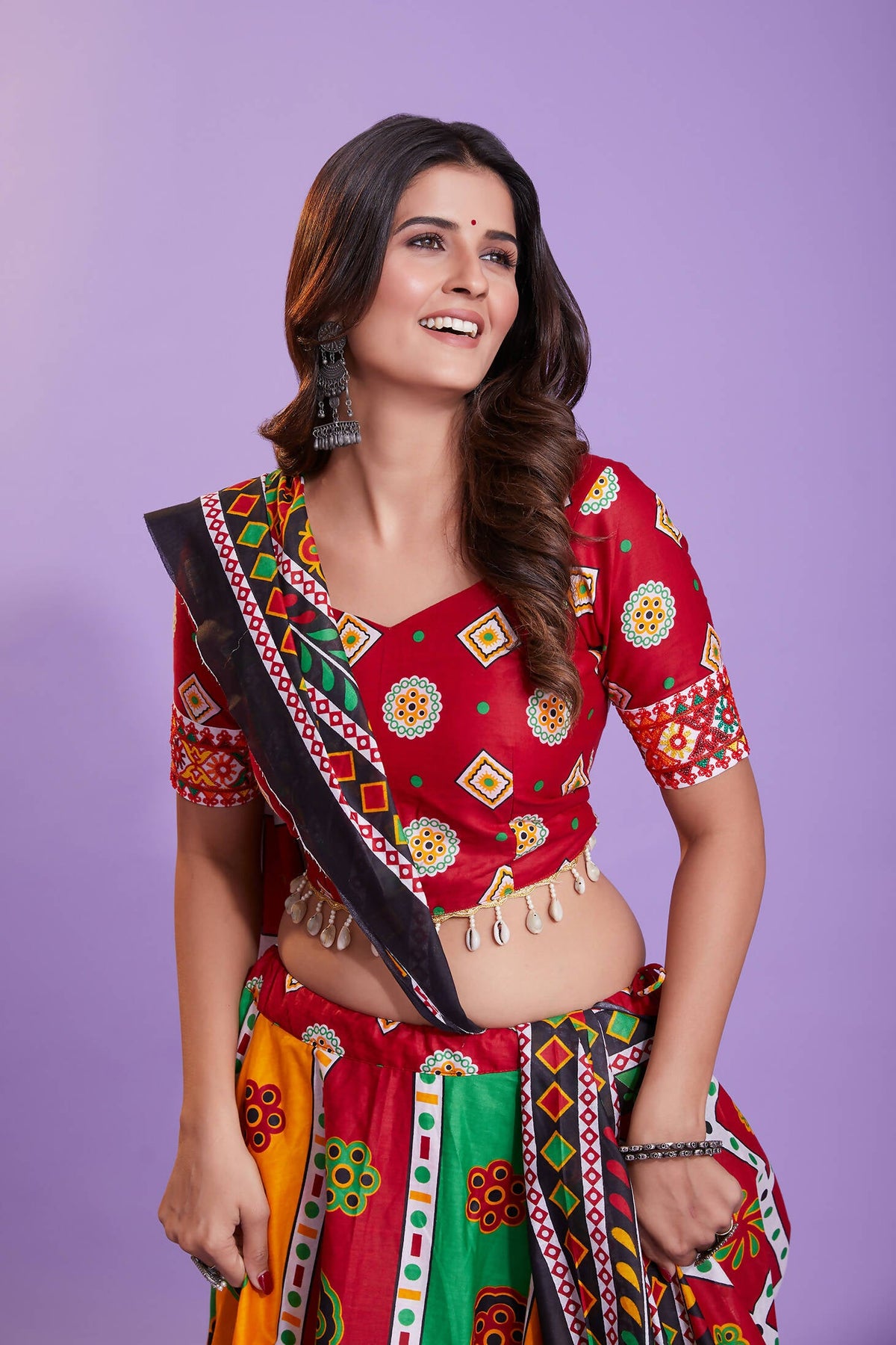 Multi Color Pure Cotton Hand Block Print Navratri Lehenga Choli with Dupatta - Raas | Grocsy