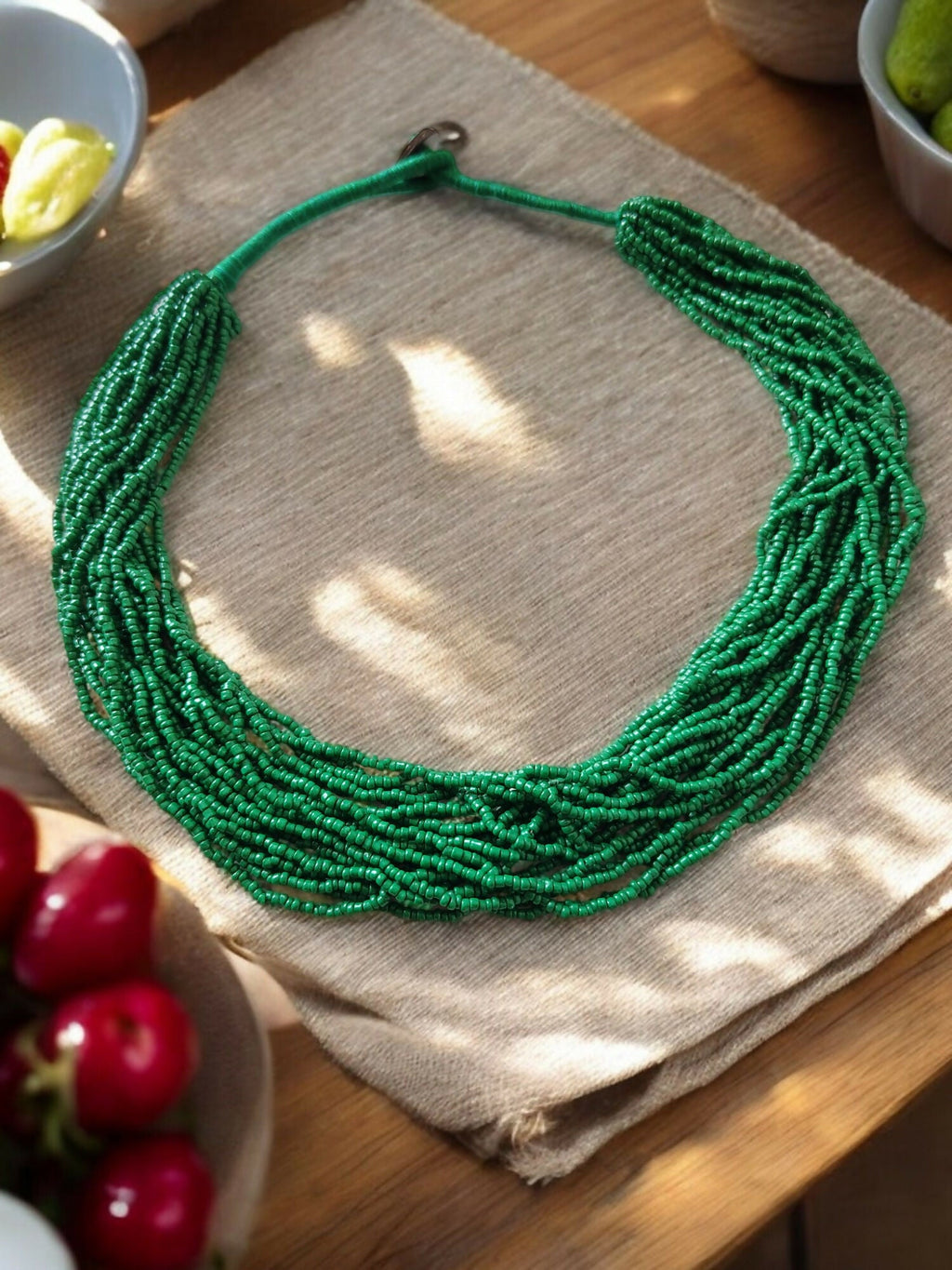 Inhanns Handmade Beaded Multilayer Necklace, 20 Layers - Green | Grocsy