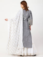 Cheera Kurta With Skirt & Embroidered Dupatta set (CH108KSD) | Grocsy