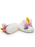 Chutput Kids Woollen Hand Knitted Unicorn Detailed Booties - White | Grocsy