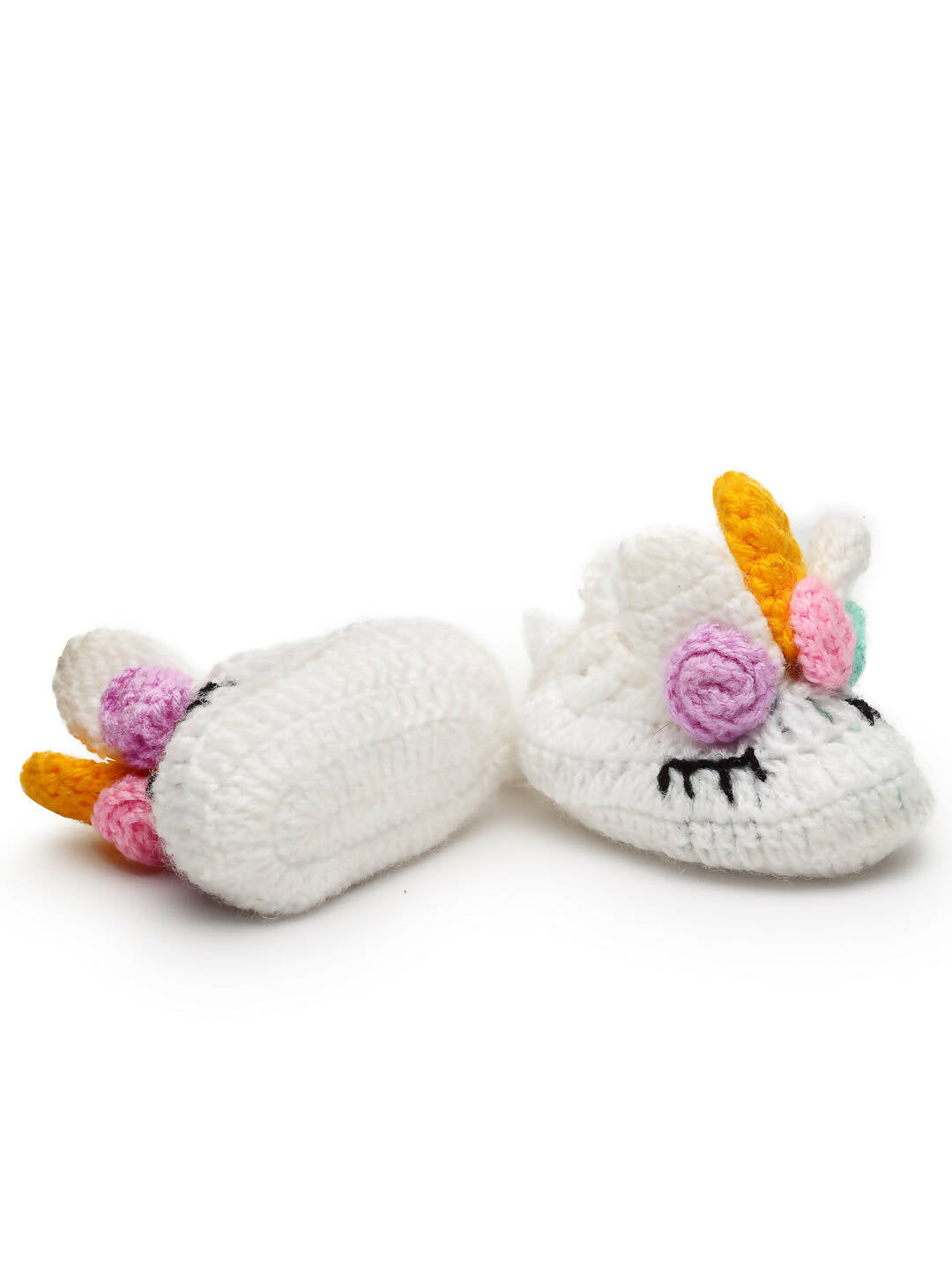 Chutput Kids Woollen Hand Knitted Unicorn Detailed Booties - White | Grocsy