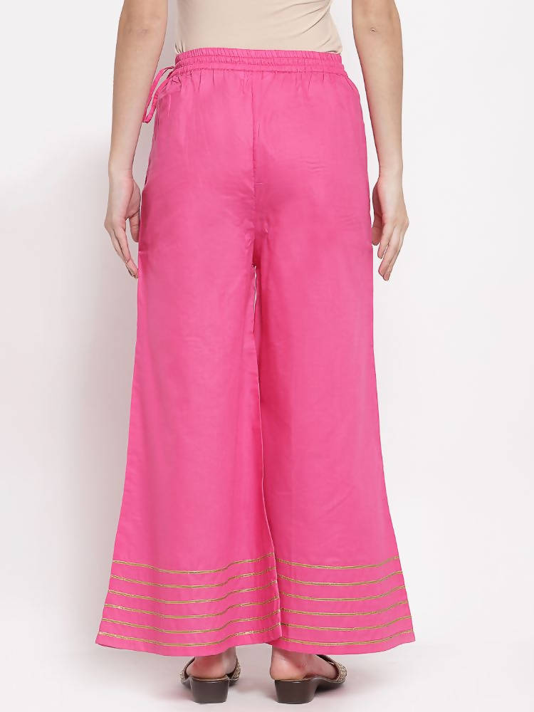 Myshka Women's Pink Cotton Solid Casual Palazzo | Grocsy