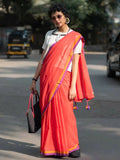 Suta Red Solid Mul Cotton Saree | Grocsy
