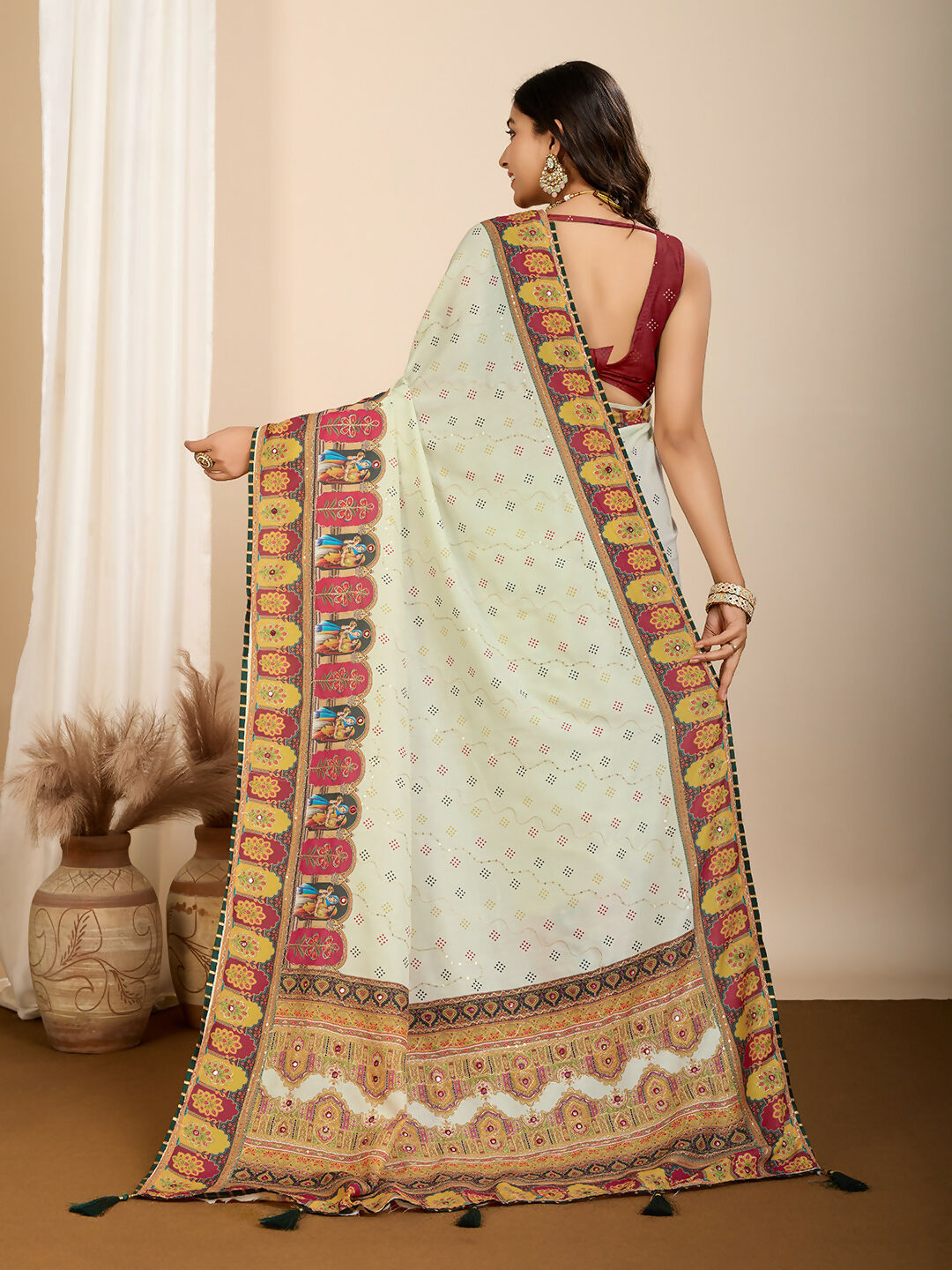Yellow Muslin Cotton Designer Digital Printed Saree - Lavisha | Grocsy
