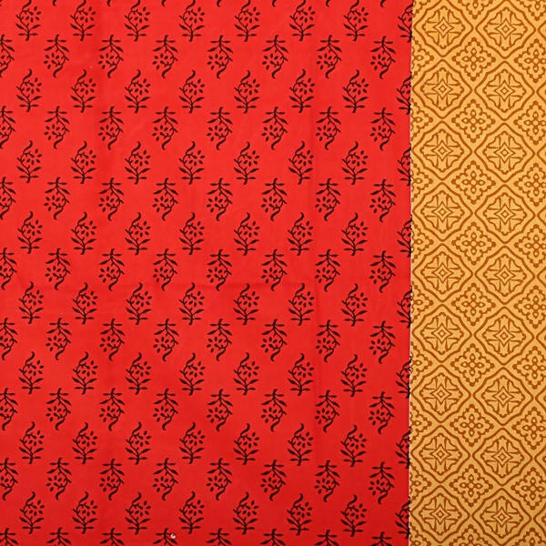 Vamika Printed Cotton Cream & Red Color Bedsheet With Pillow Covers (LEOC_GADD_R) | Grocsy