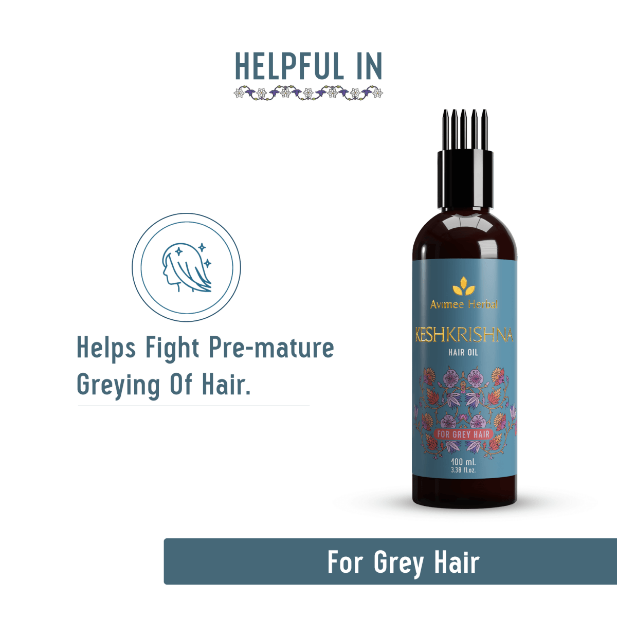 Avimee Herbal Anti Grey Hair Combo - Keshkrishna Hair Oil And Scalptone Grey Hair Serum, Restores Natural Color | Grocsy