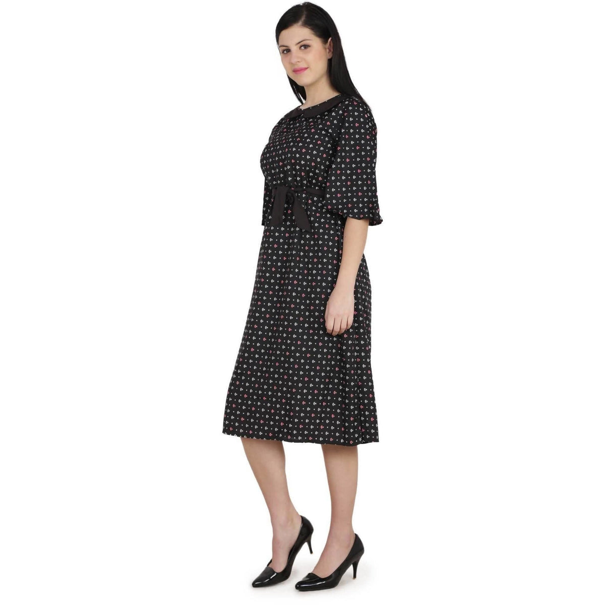 Kanoor Garments Women's Black Frock Style Collar Neck Kurti | Grocsy