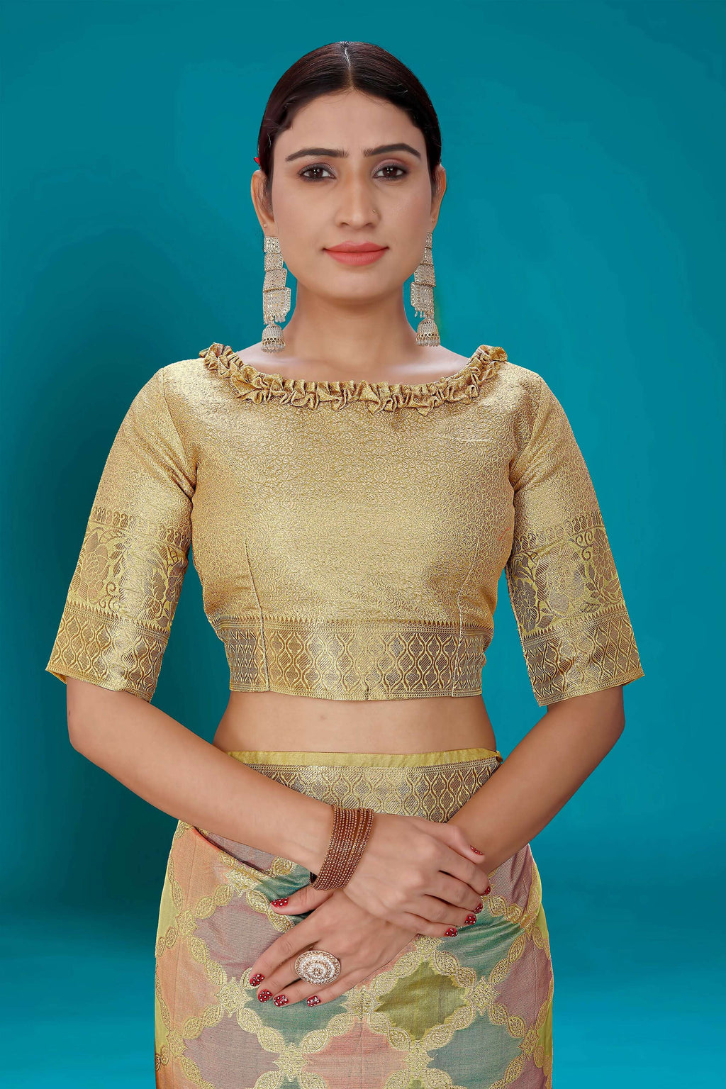 Beige Soft Organza Woven Design Saree with Unstitched Blouse Piece - Zaara | Grocsy
