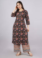 Vamika Printed Cotton Blue Party Wear/Casual Wear Kurta Set/Suit | Grocsy