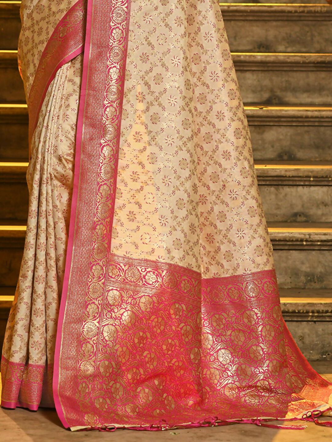 Shree Shyam Fashion Rajvastra Pink Banarasi Silk Saree | Grocsy