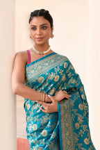 Joban Fashion Aqua Soft Pure Handloom Banarasi Silk Saree | Grocsy