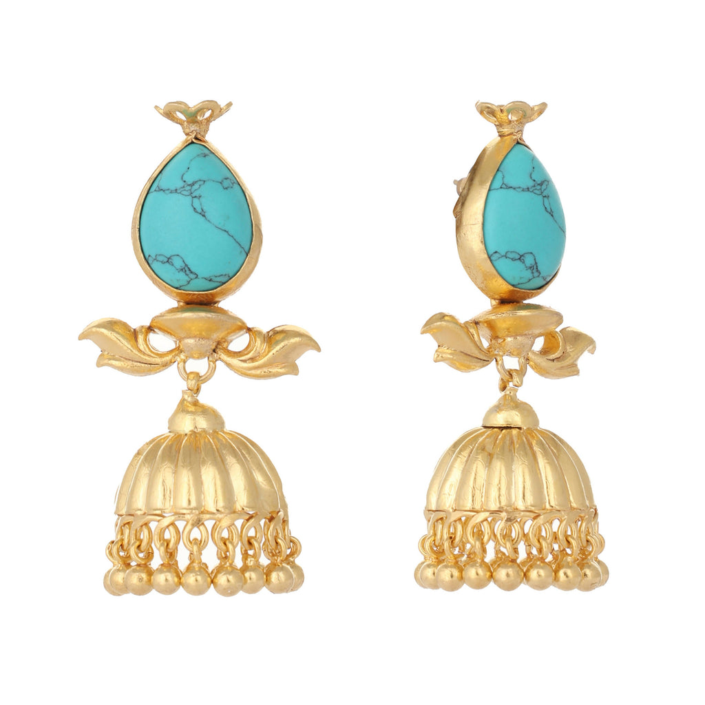 Nuyug 22K Gold Plated Turquoise Grace Earrings | Grocsy