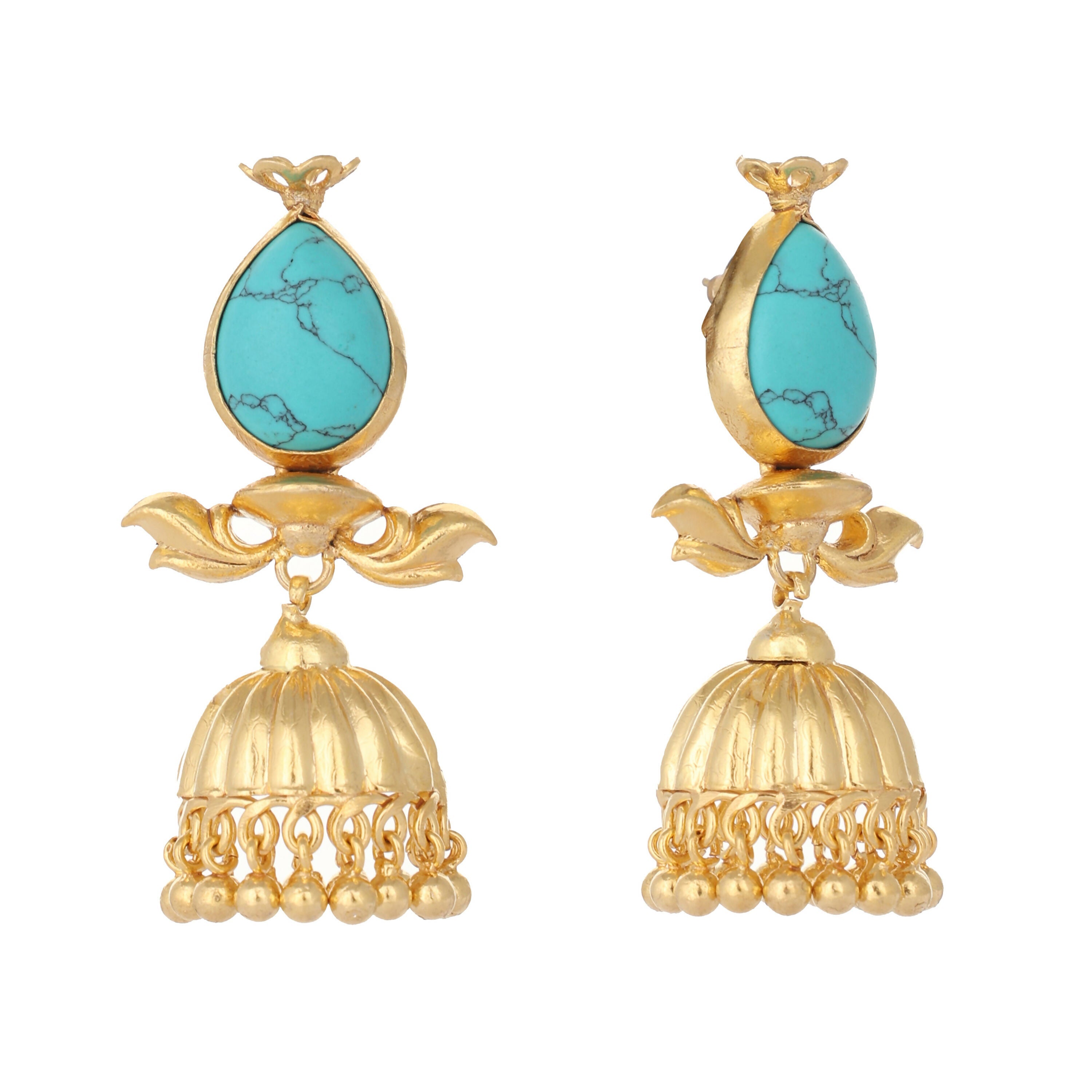 Nuyug 22K Gold Plated Turquoise Grace Earrings | Grocsy