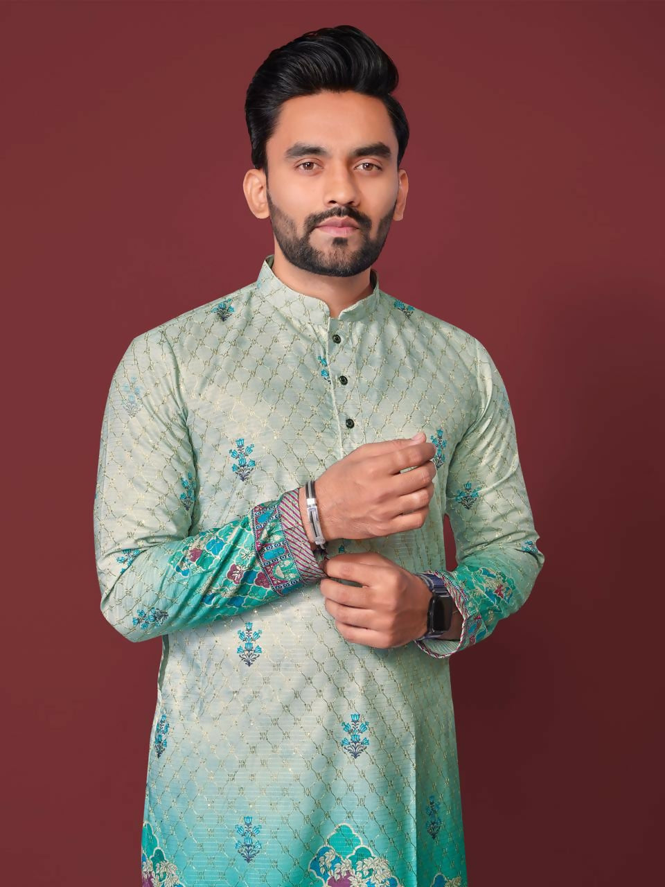 Anaita Light Green Multi Colour Kurta | Grocsy