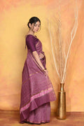 Very Much Indian Chanderi Natural Dye Handblock Printed Saree - Mauve | Grocsy