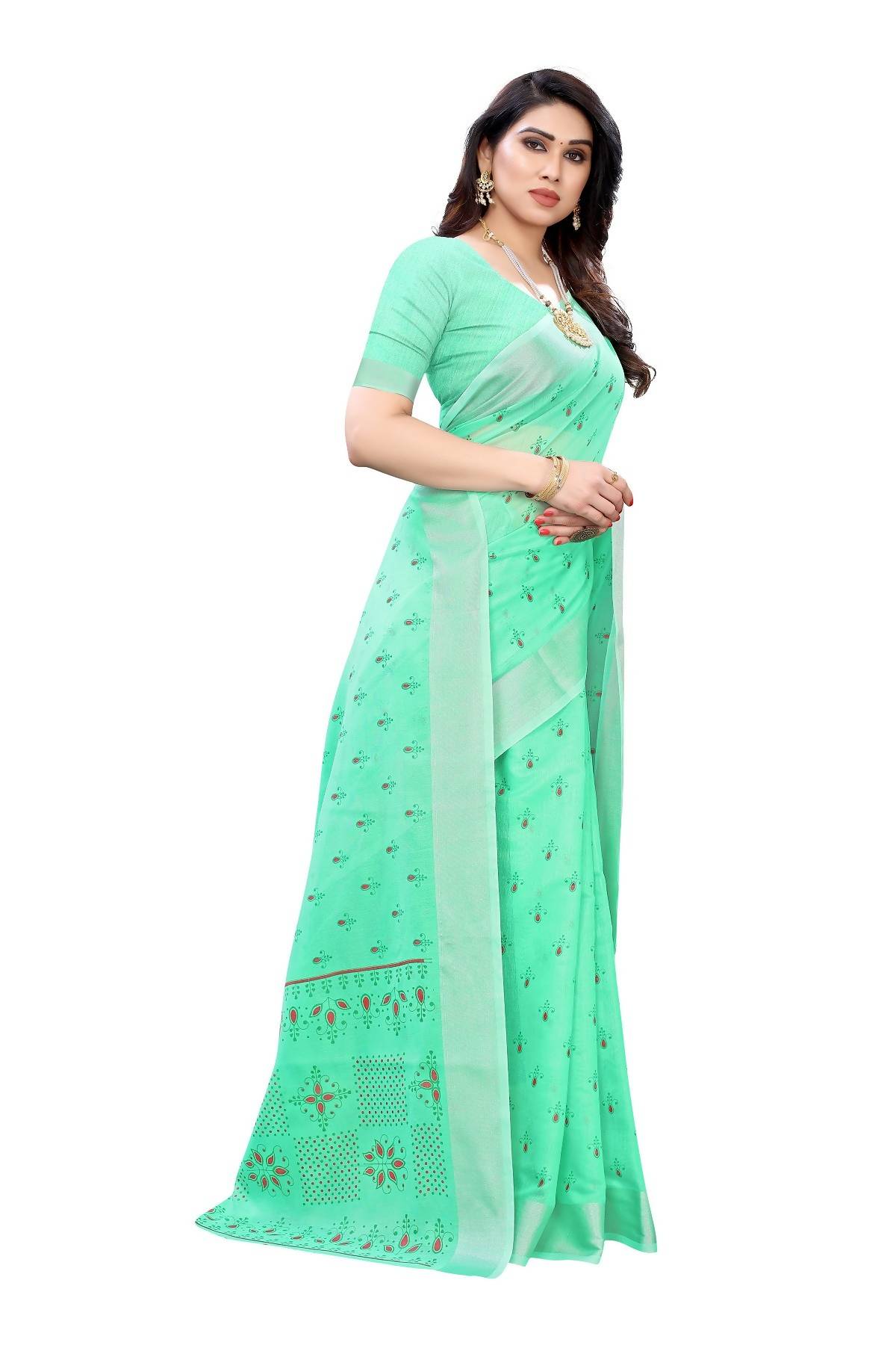 Vamika Green Chanderi Designer Saree (DIYA GREEN) | Grocsy