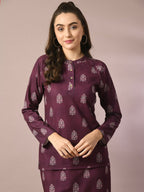 Myshka Women's Violet Embellished Raglan Sleeve Party Top | Grocsy