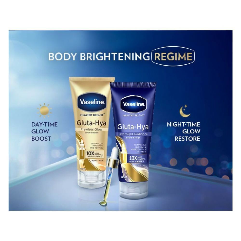 Vaseline Gluta-Hya Flawless Glow & Overnight Radiance Serum-In-Lotion Combo | Grocsy