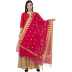 A R Silk VNS Ambi Booti Fancy Dupatta Color Rani Dupatta or Chunni | Grocsy