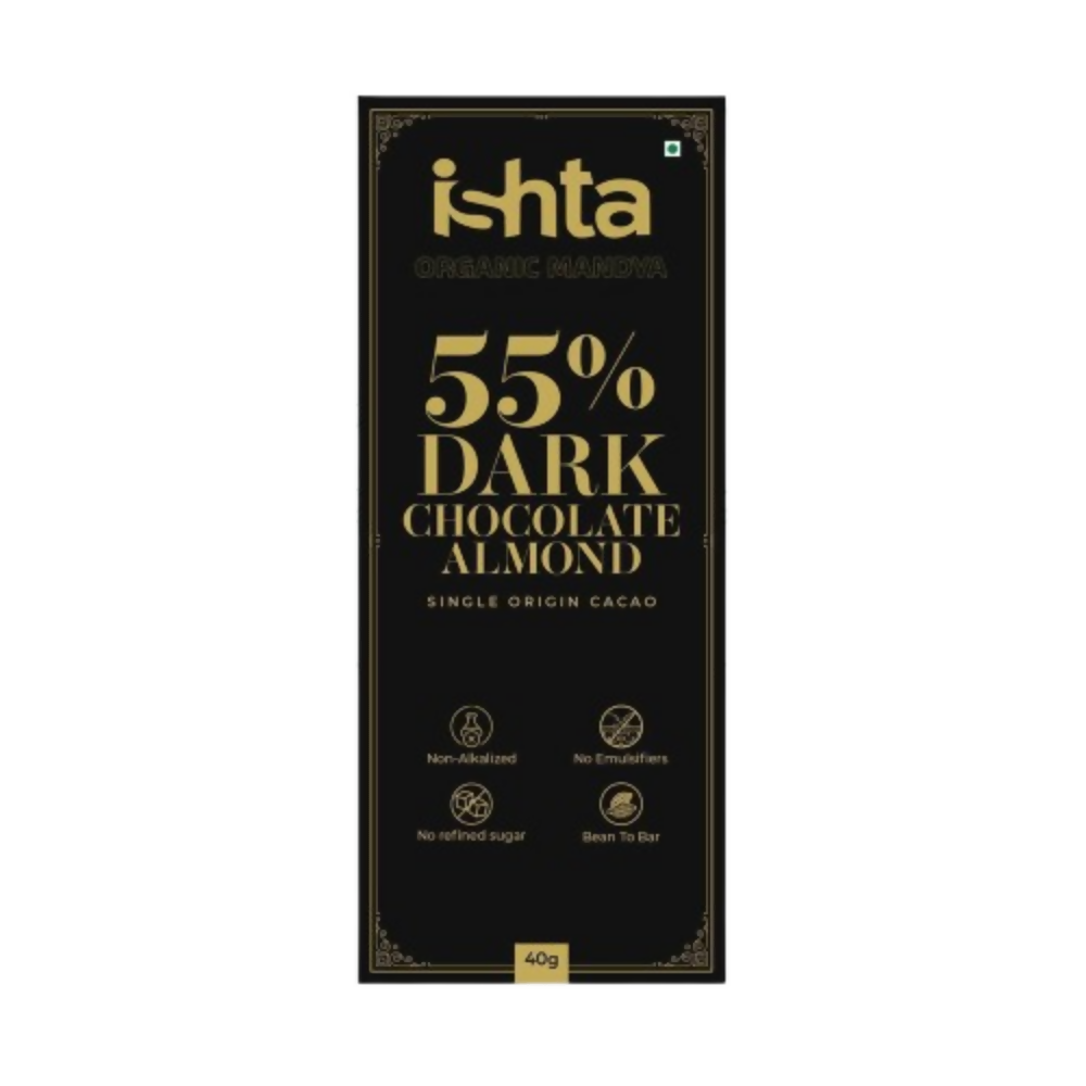 Organic Mandya 55% Dark chocolate with Almonds | Grocsy