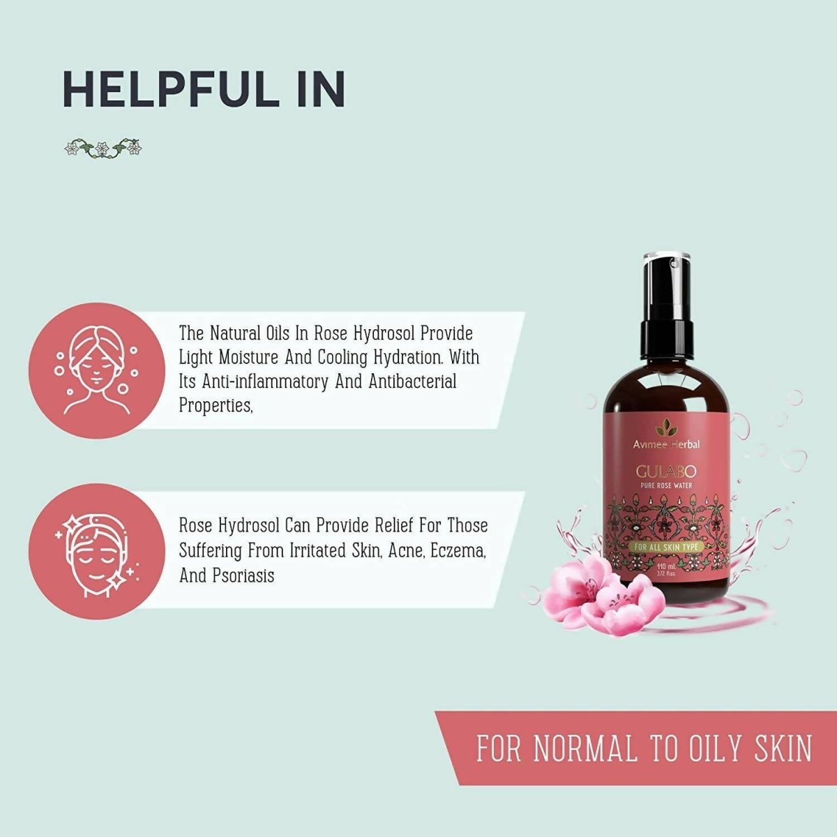 Avimee Herbal Gulabo Pure Rose Water Cleansing & Toning | Grocsy