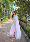 Vamsee Kajol Baby Pink Sana Silk Saree | Grocsy