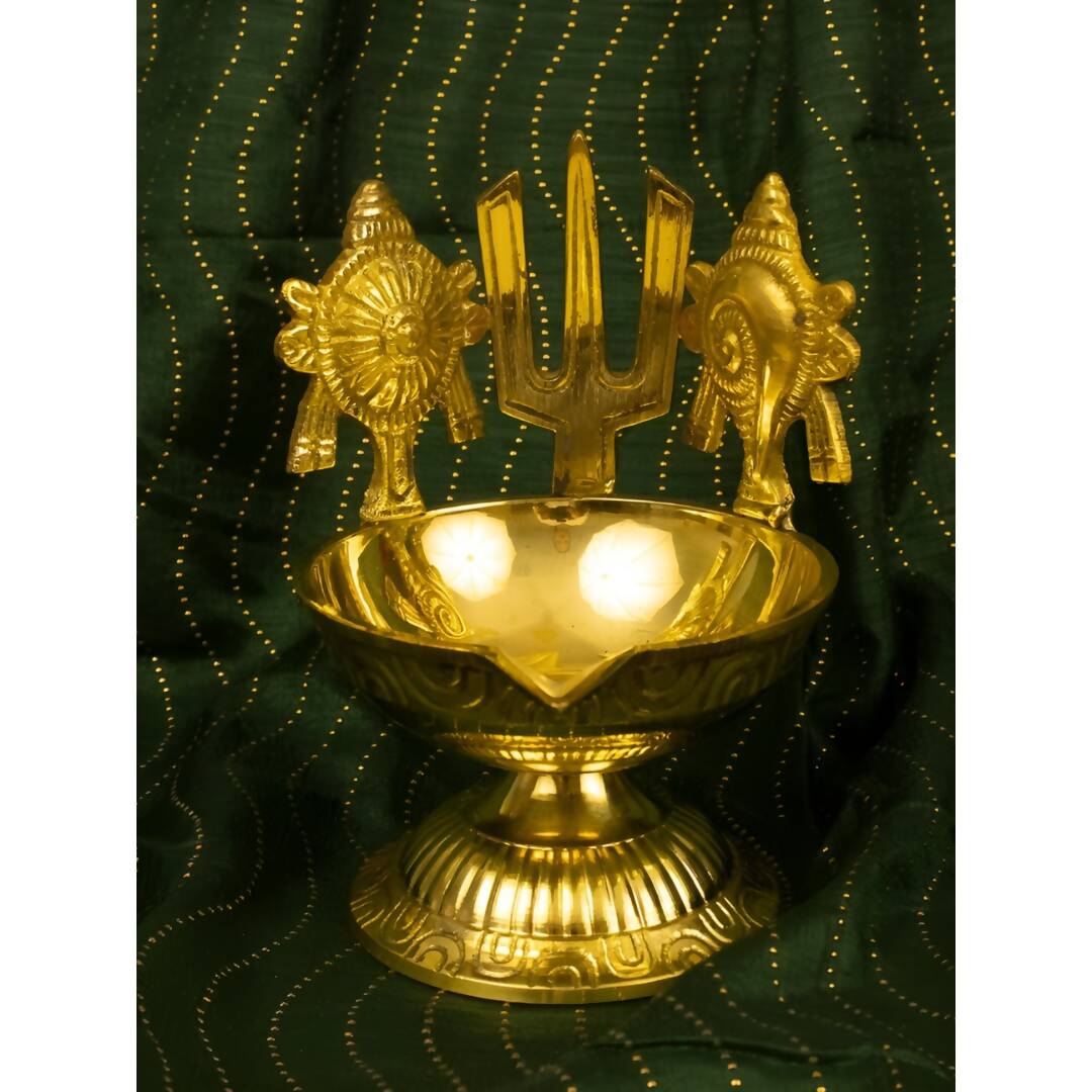 Spillbox Gold-Toned Brass Namah Kuber Diya Pooja Essential | Grocsy