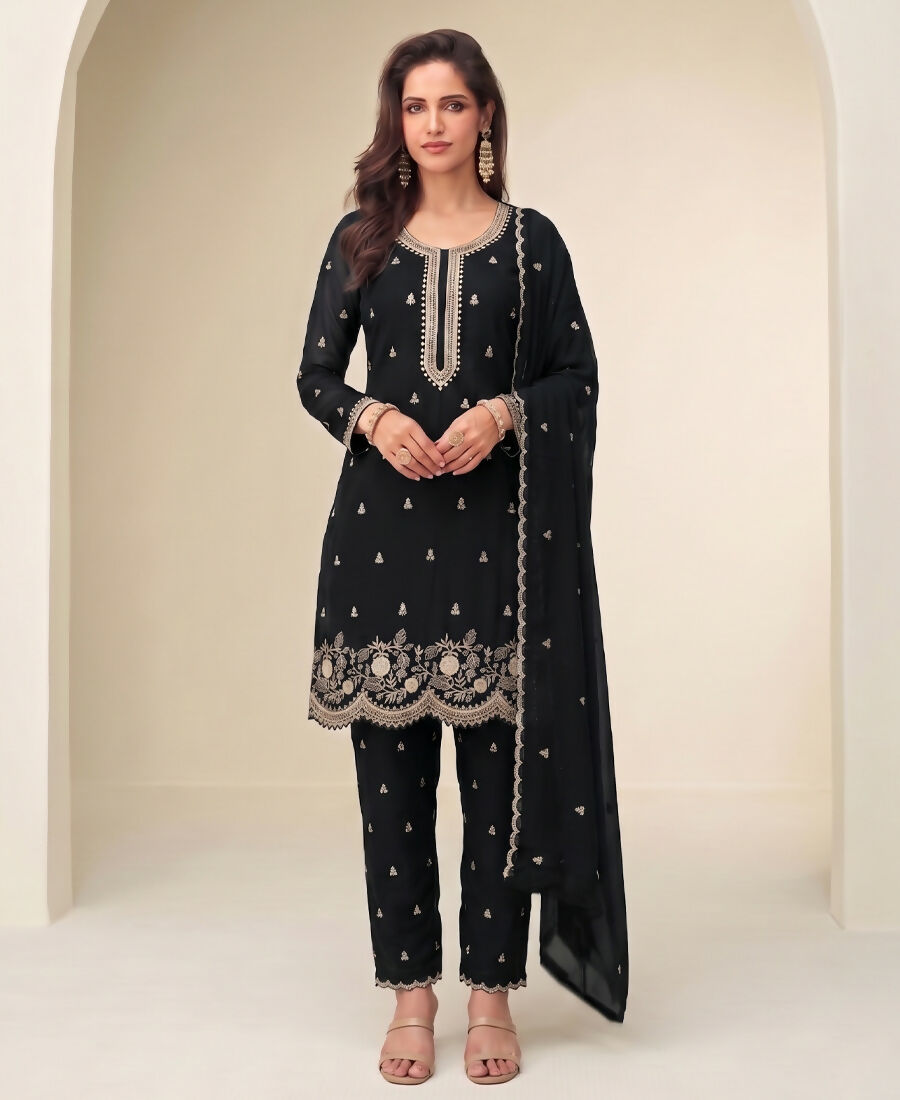 KC Bollywood Style Black Georgette Suit For Women | Grocsy