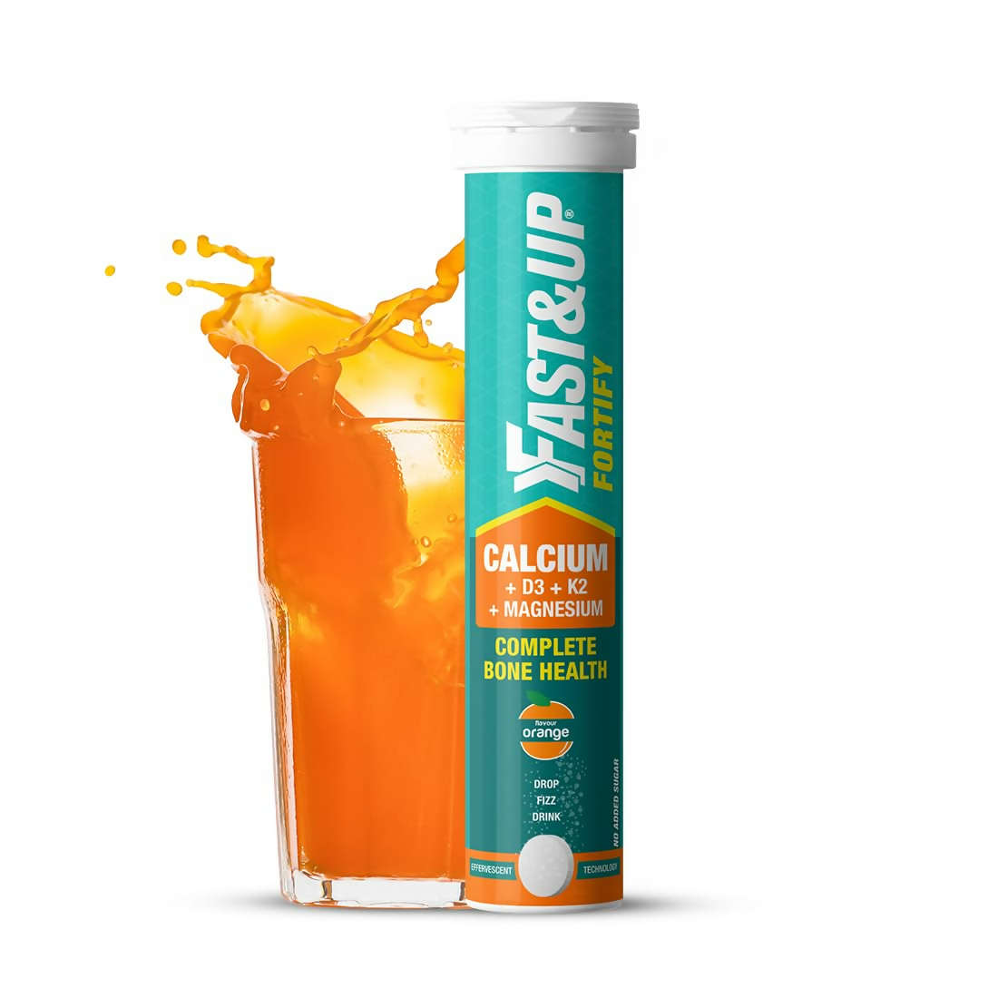 Fast&Up Fortify - Calcium with Essential Vitamin D3 Tablets - Orange Flavour | Grocsy