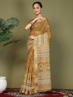 Shree Shyam Fashion Cotton Golden Saree | Grocsy