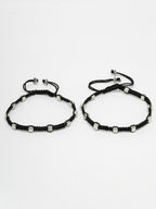NVR Women's Evil Eye Adjustable Black Anklets | Grocsy
