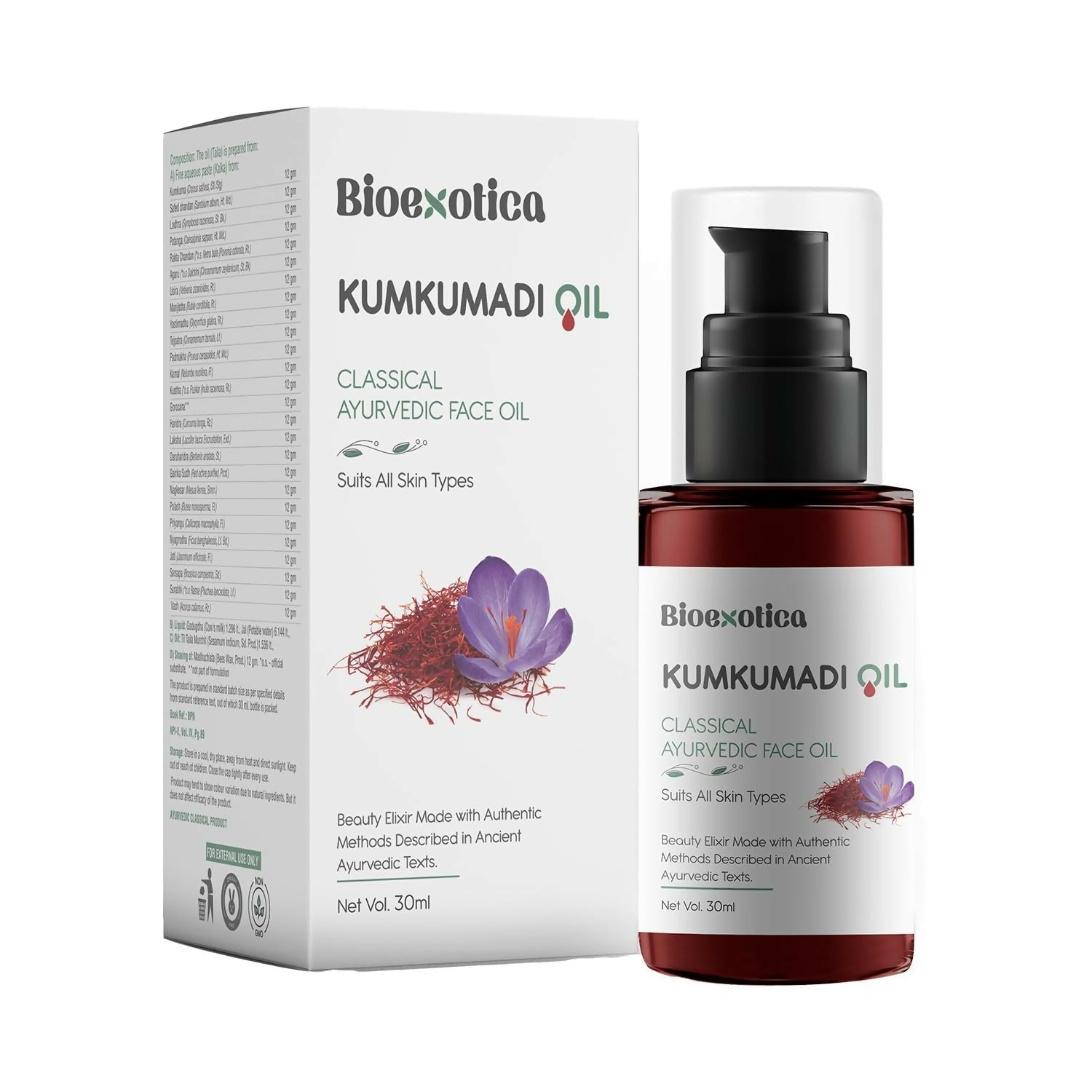 Bioexotica KumKumadi Oil - Classical Ayurvedic Face Oil | Grocsy