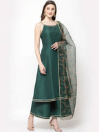 Myshka Women Green Kurta with Palazzos & With Dupatta | Grocsy